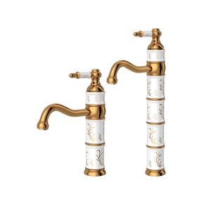 شیر روشویی کسری مدل توکیو سفید طلایی